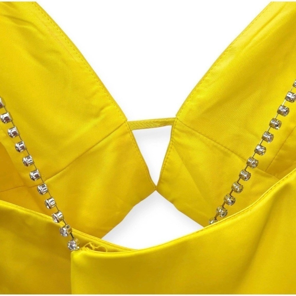 NWT Liv Foster Giselle Satin Long Dress in Solar Yellow - Size 8 - MSRP $295 - Picture 4 of 12